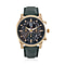 STRADA Multifunction Japanese Movement Crystal Studded 35mm Brown Gradient Hollow Literal Dial Rose Gold Overlay Casing With Brown Leatherette Strap