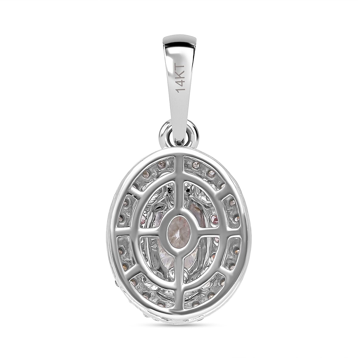 14K White Gold White (OV 0.50 Ct) I1-I2-G-H and Natural Pink Diamond Pendant 0.75 Ct 14K White Gold White (OV 0.50 Ct) I1-I2-G-H and Natural Pink Diamond Pendant 0.75 Ct