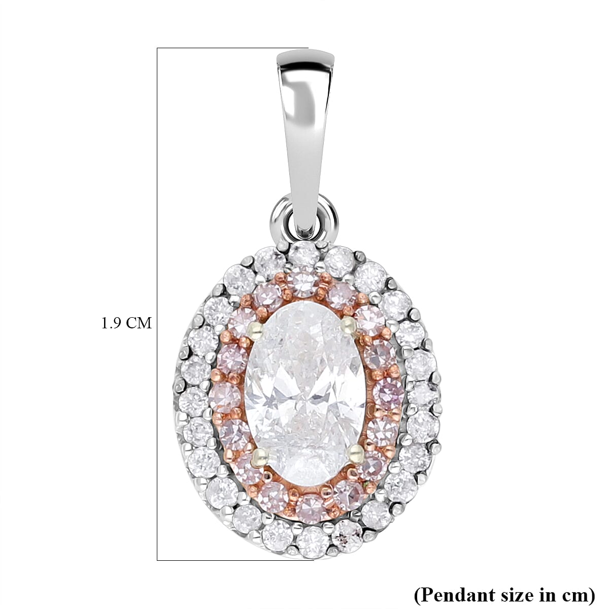 14K White Gold White (OV 0.50 Ct) I1-I2-G-H and Natural Pink Diamond Pendant 0.75 Ct 14K White Gold White (OV 0.50 Ct) I1-I2-G-H and Natural Pink Diamond Pendant 0.75 Ct