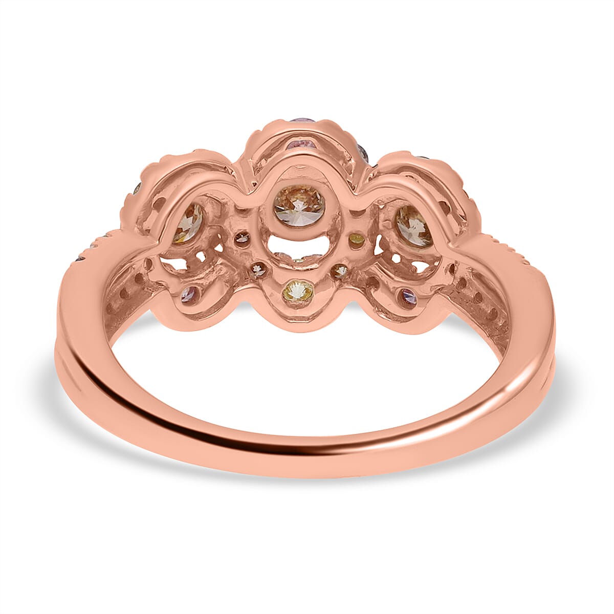 10K Rose Gold Certified Argyle Champagne and Natural Multi Colour Diamond Ring 1.00 Ct.