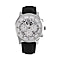 STRADA Multifunction Japanese Movement Crystal Studded 35mm Grey Gradient Hollow Literal Dial With Black Leatherette Strap