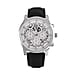 STRADA Multifunction Japanese Movement Crystal Studded 35mm White Gradient Hollow Literal Dial Silver Casing With Black Leatherette Strap