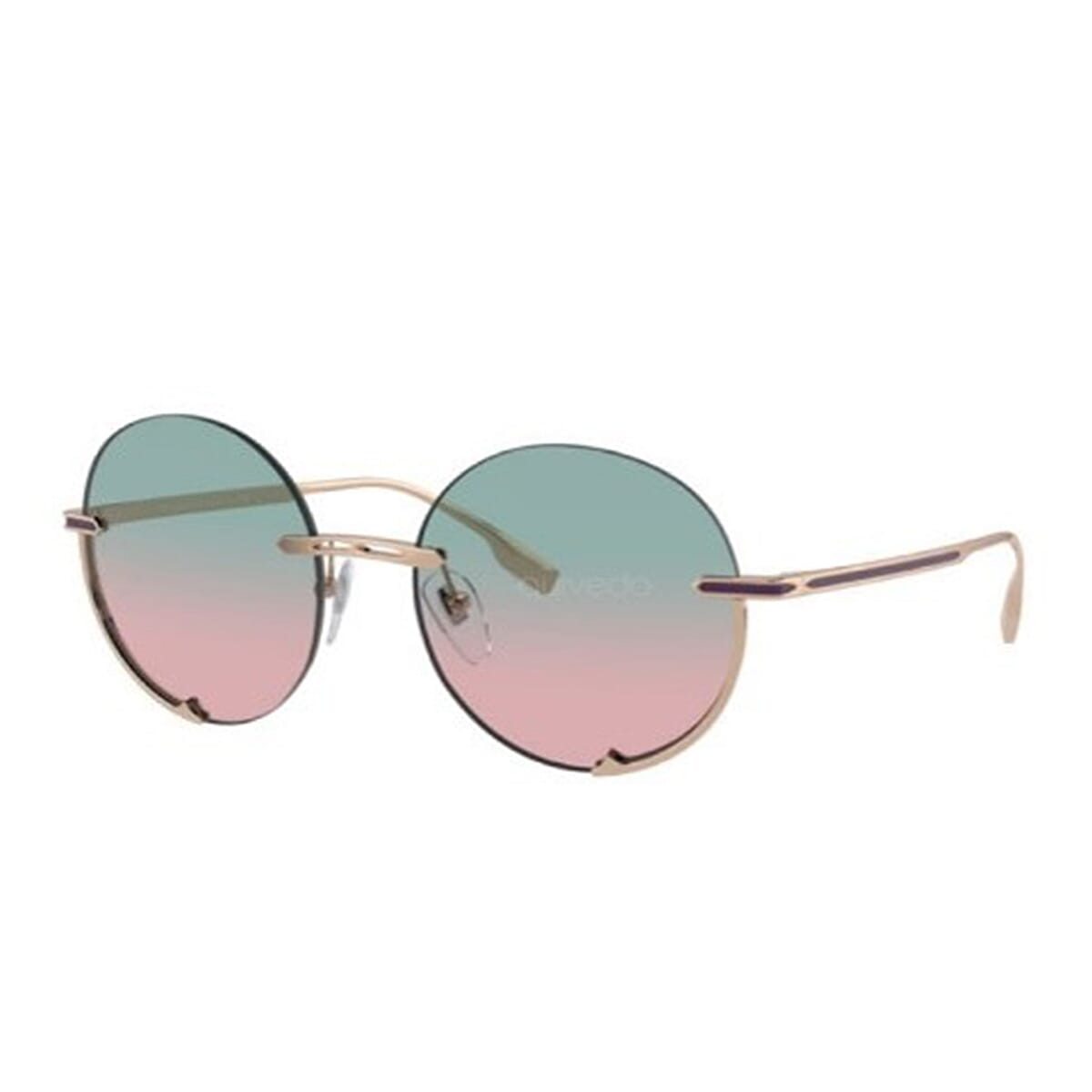 Designer Closeout Buy- BVLGARI  Sunglasses Rimless Gold Frame with - Pink & Blue Lens