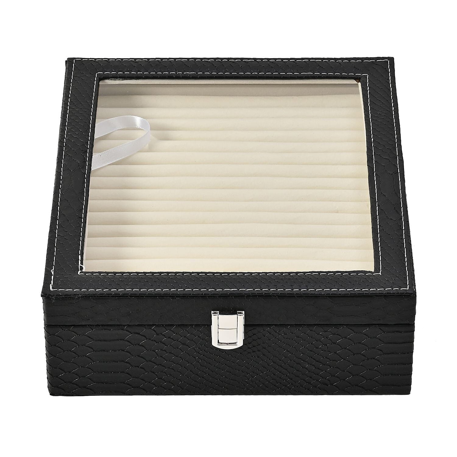Dragon Skin 2 Layer Elegant Ring Box (Size 30x27x8 cm) - Black