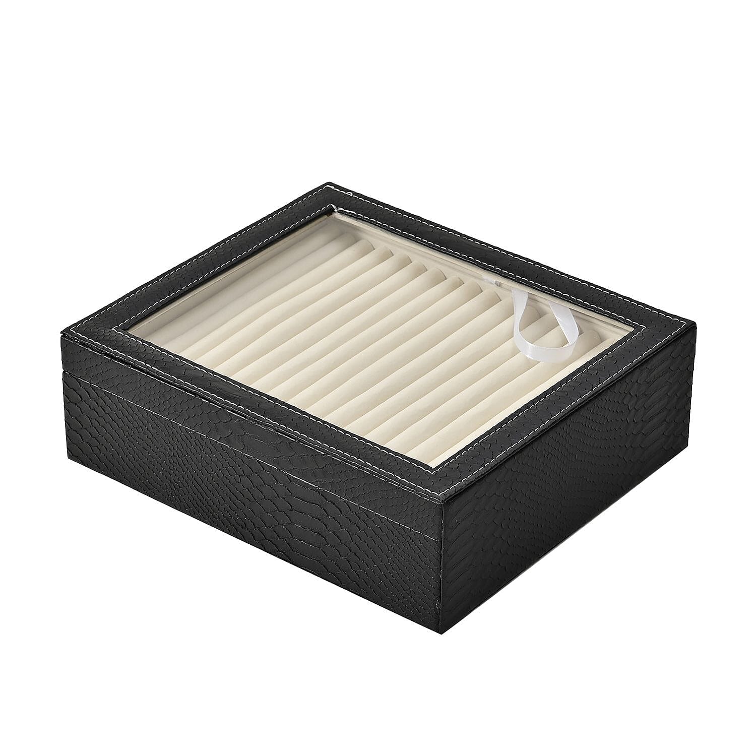 Dragon Skin 2 Layer Elegant Ring Box (Size 30x27x8 cm) - Black