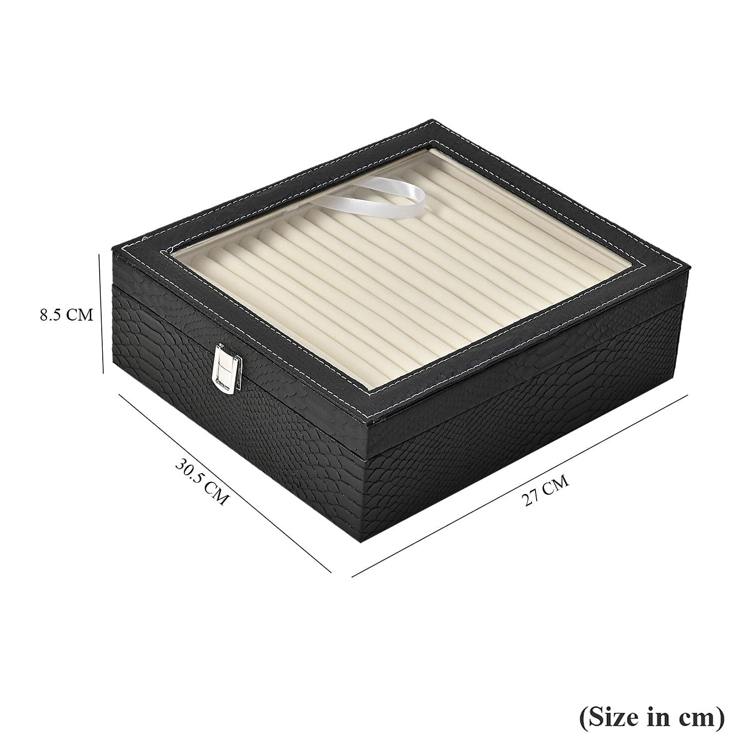 Dragon Skin 2 Layer Elegant Ring Box (Size 30x27x8 cm) - Black