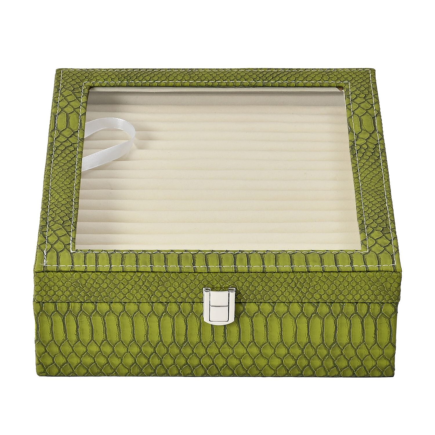 Dragon Skin 2 Layer Elegant Ring Box (Size 30x27x8 cm) - Green