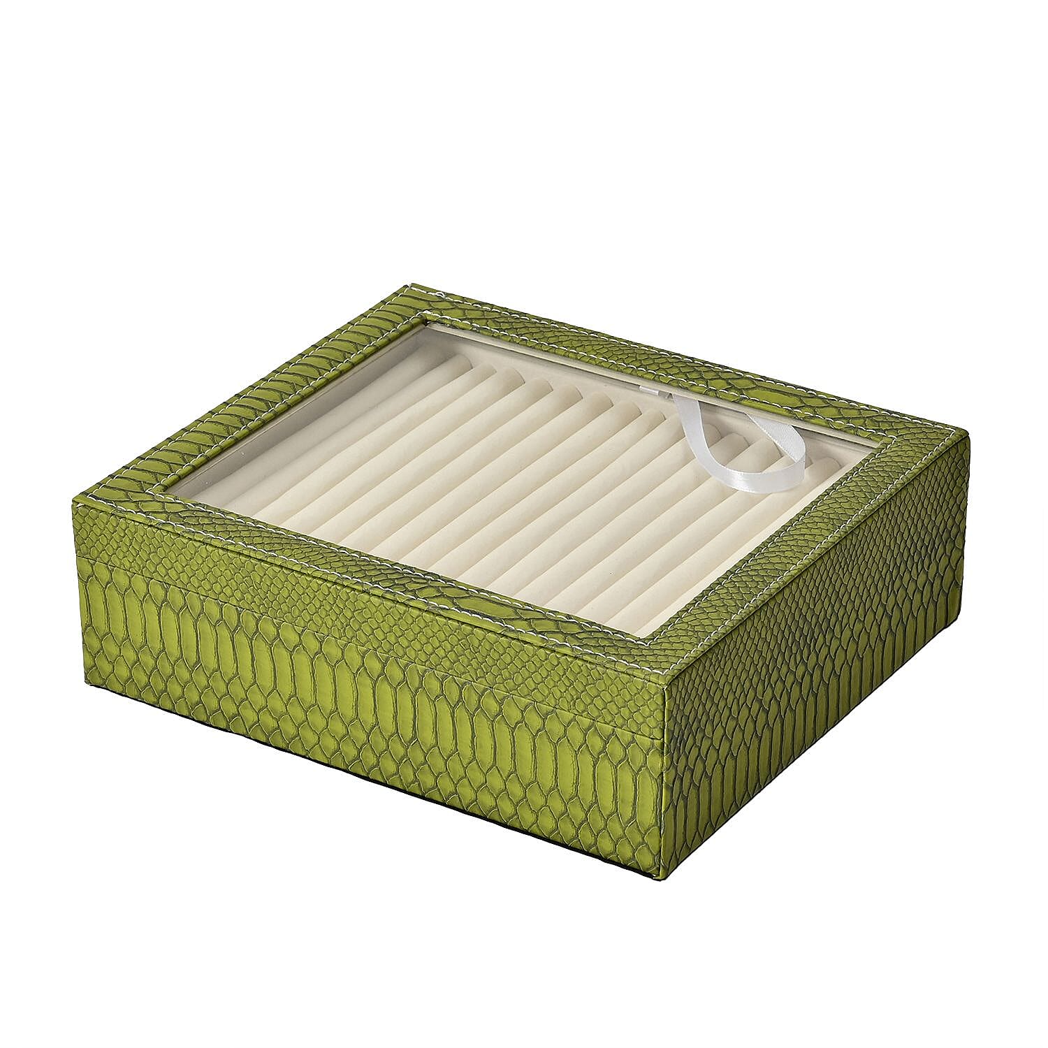 Dragon Skin 2 Layer Elegant Ring Box (Size 30x27x8 cm) - Green