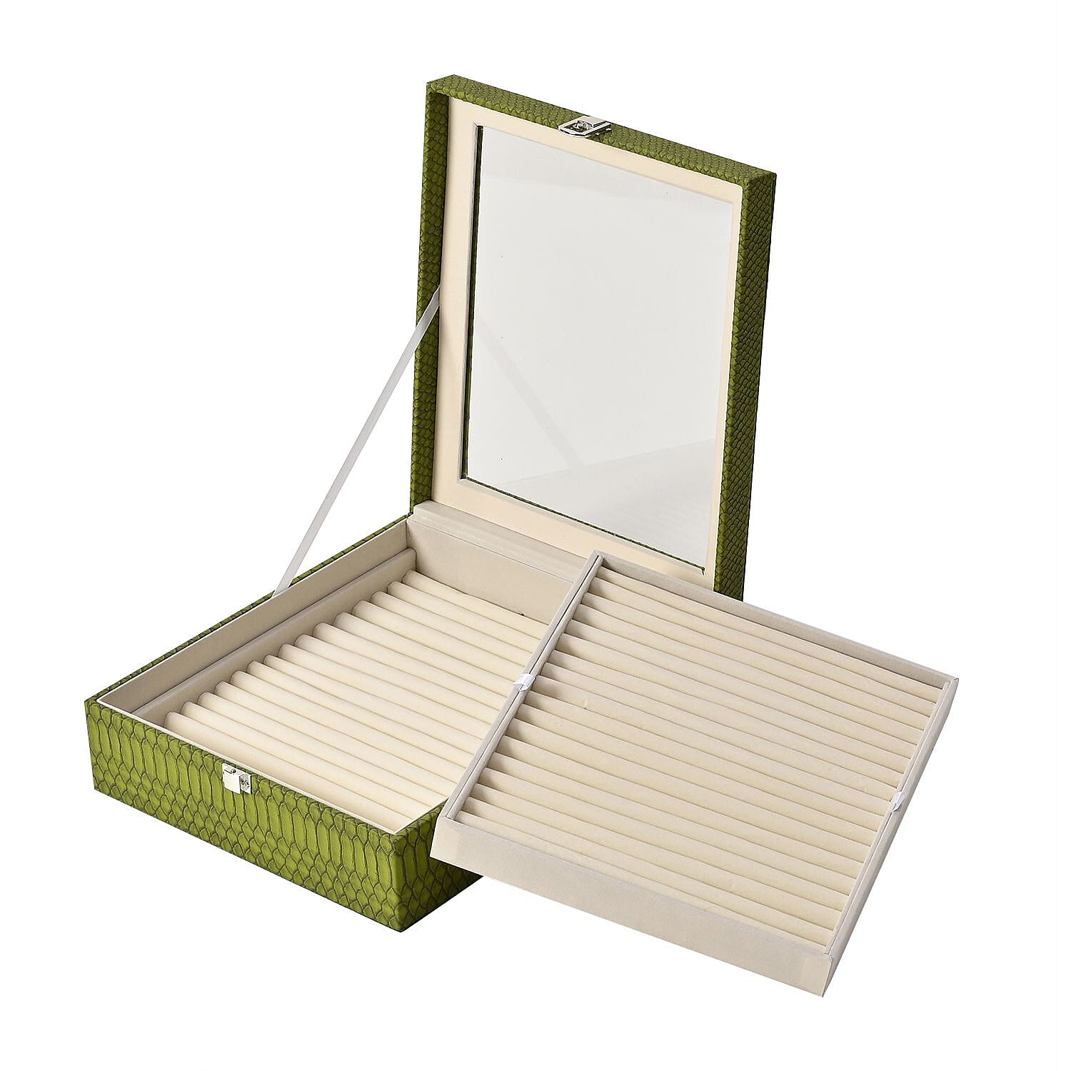 Dragon Skin 2 Layer Elegant Ring Box (Size 30x27x8 cm) - Green