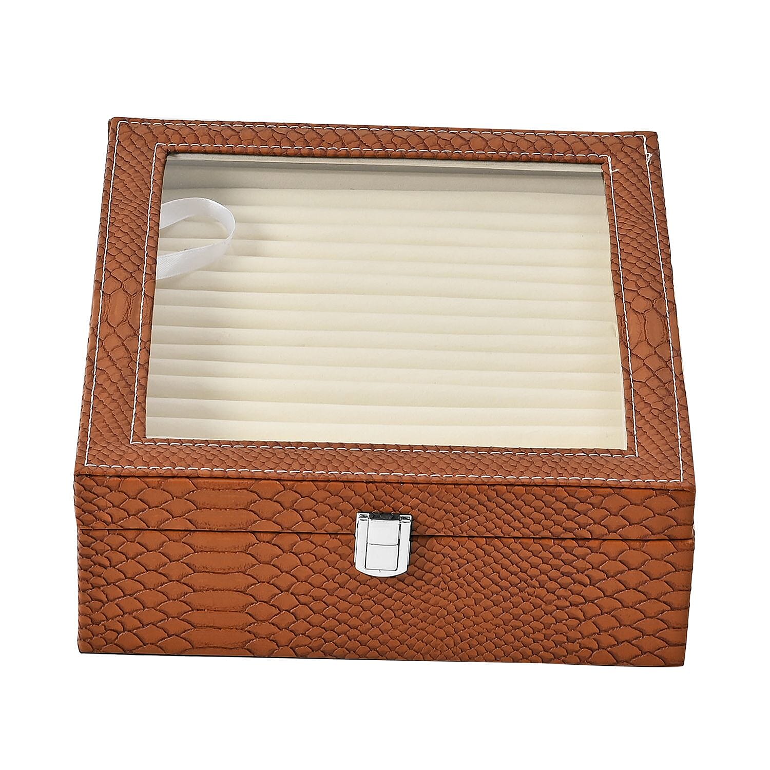 Dragon Skin 2 Layer Elegant Ring Box (Size 30x27x8 cm) - Brown