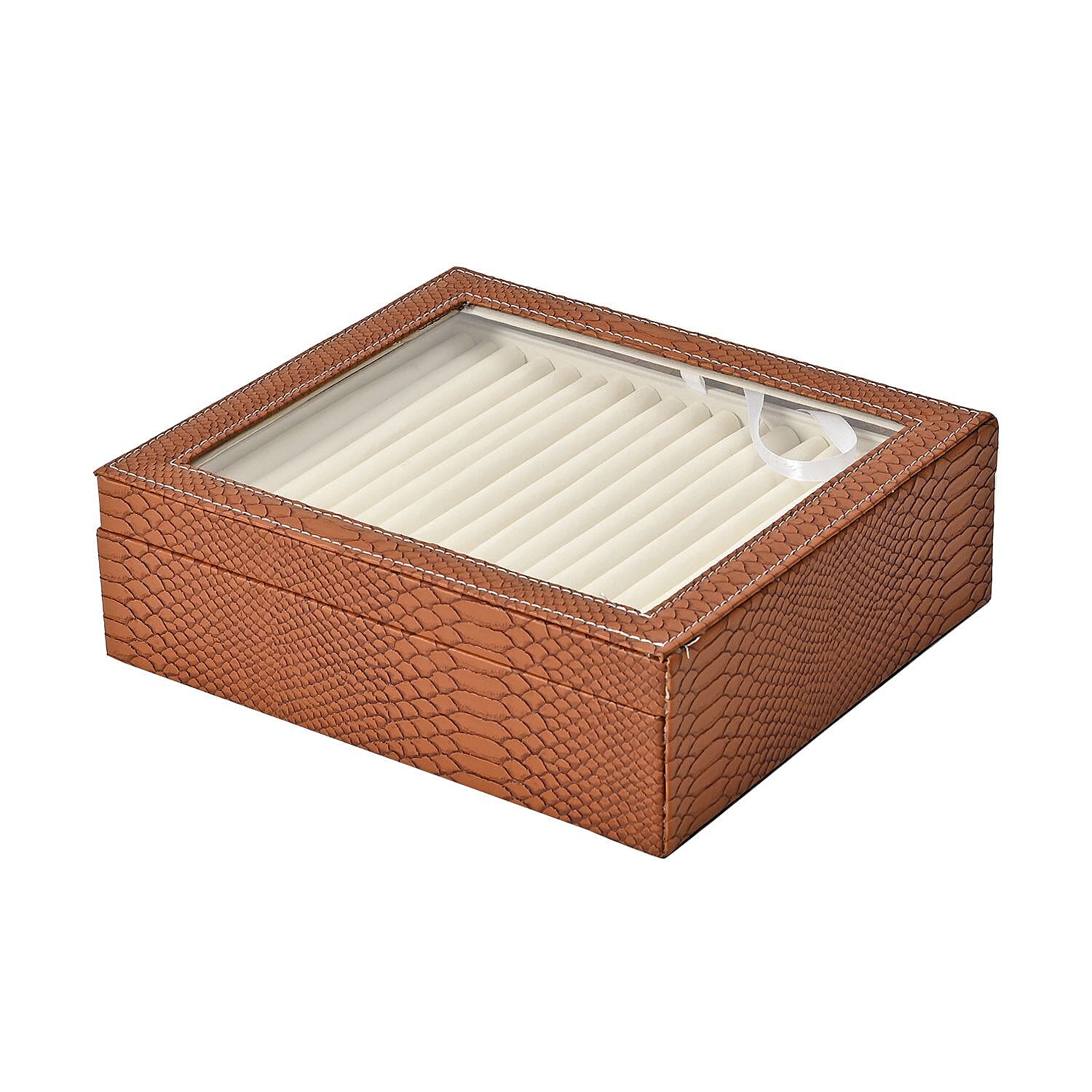 Dragon Skin 2 Layer Elegant Ring Box (Size 30x27x8 cm) - Brown