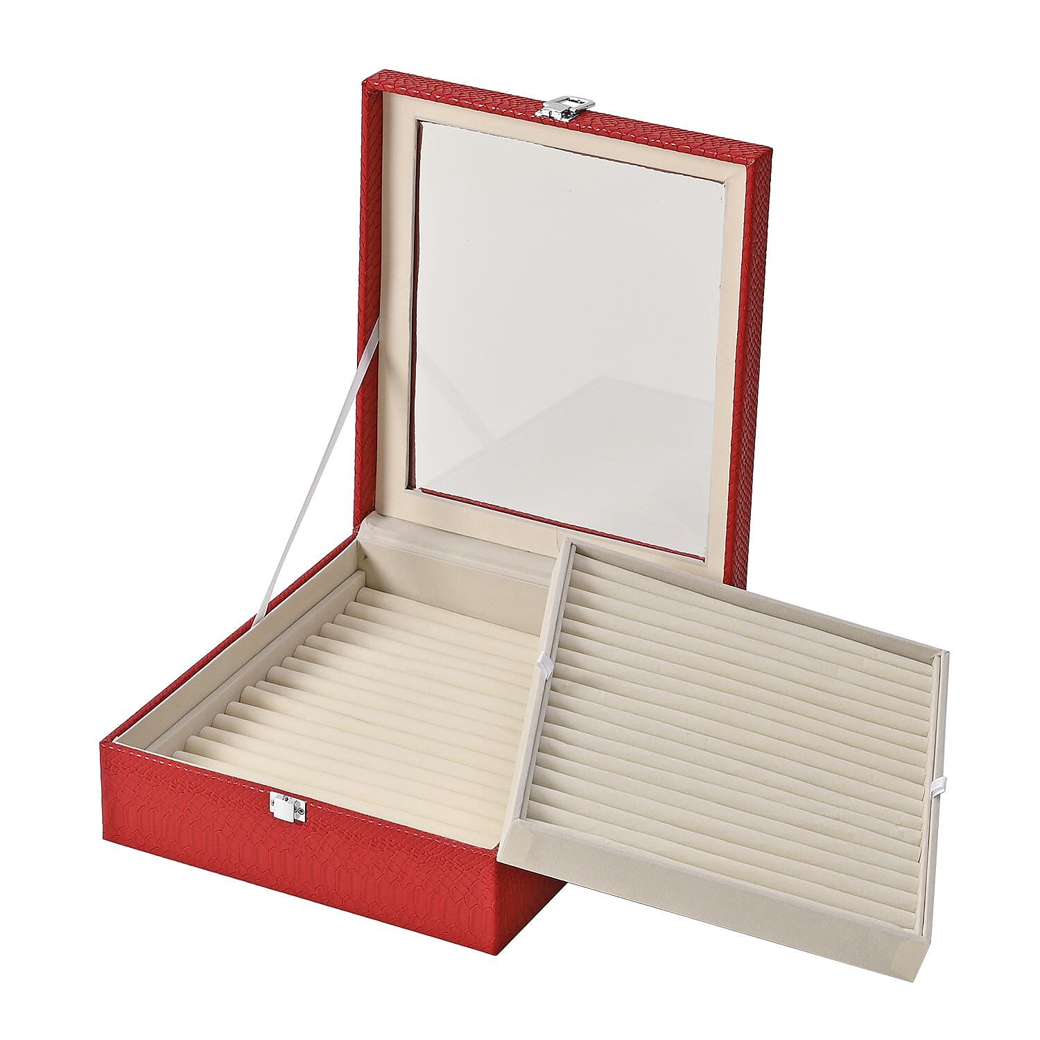 Dragon Skin 2 Layer Elegant Ring Box (Size 30x27x8 cm) - Burgundy