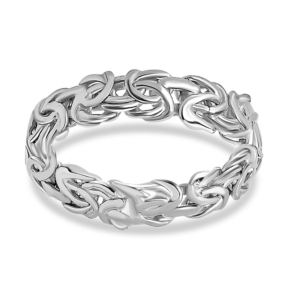 Platinum Overlay Sterling Silver Byzantine Ring, Silver Wt. 4.50 Gms.