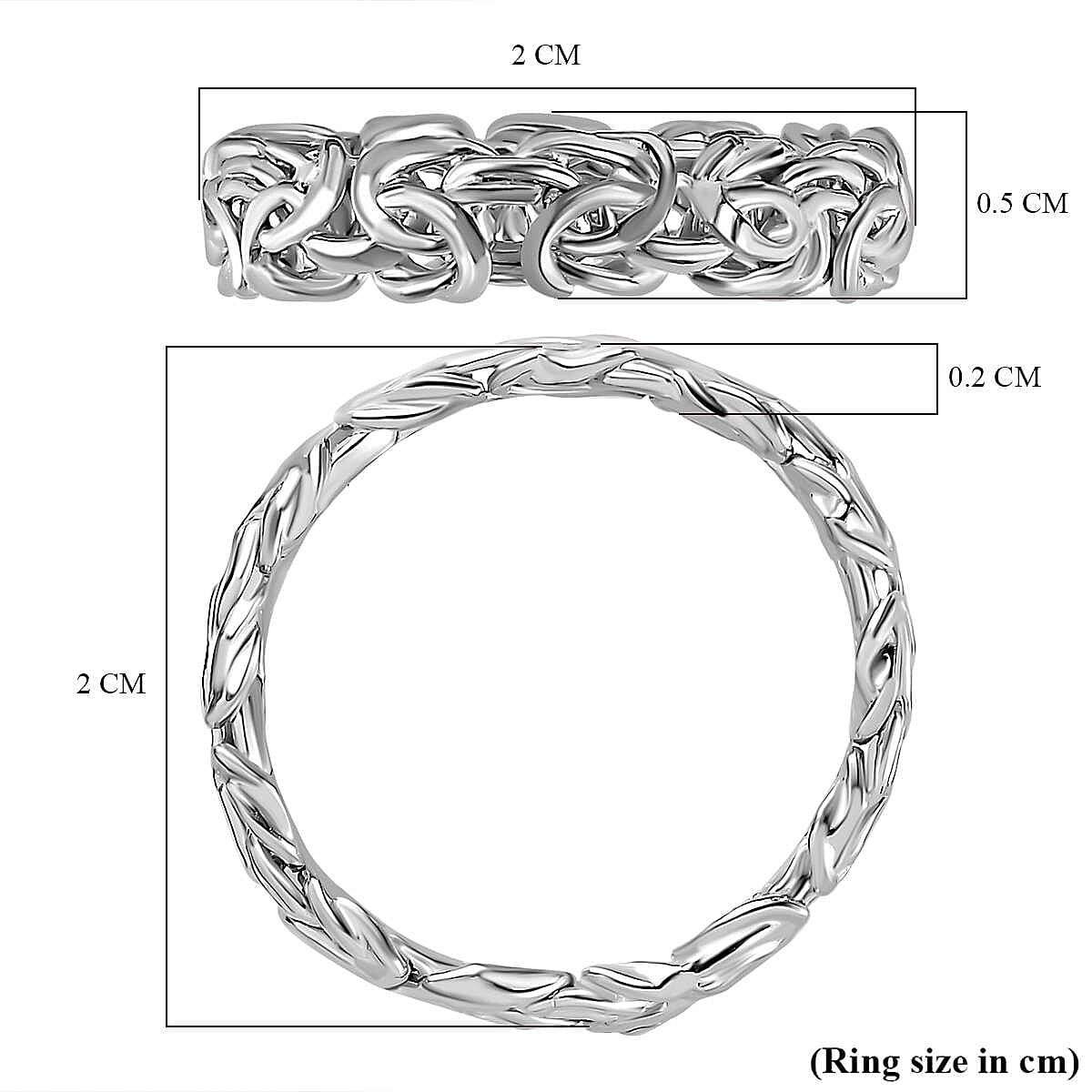 Platinum Overlay Sterling Silver Byzantine Ring, Silver Wt. 4.50 Gms.