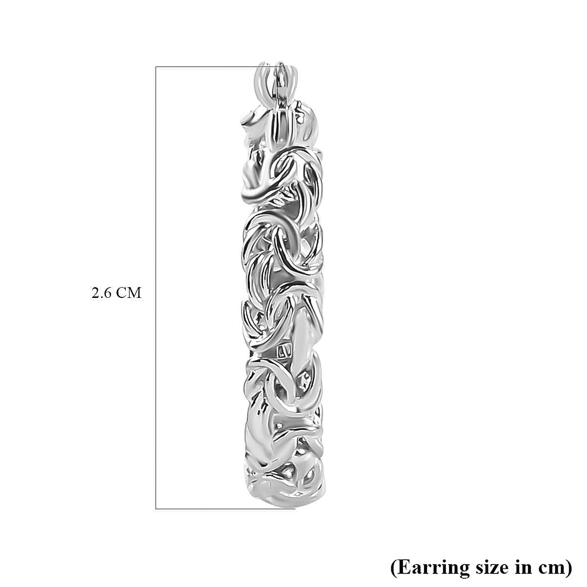 Platinum Overlay Sterling Silver Byzantine Earrings, Silver Wt. 6.00 Gms