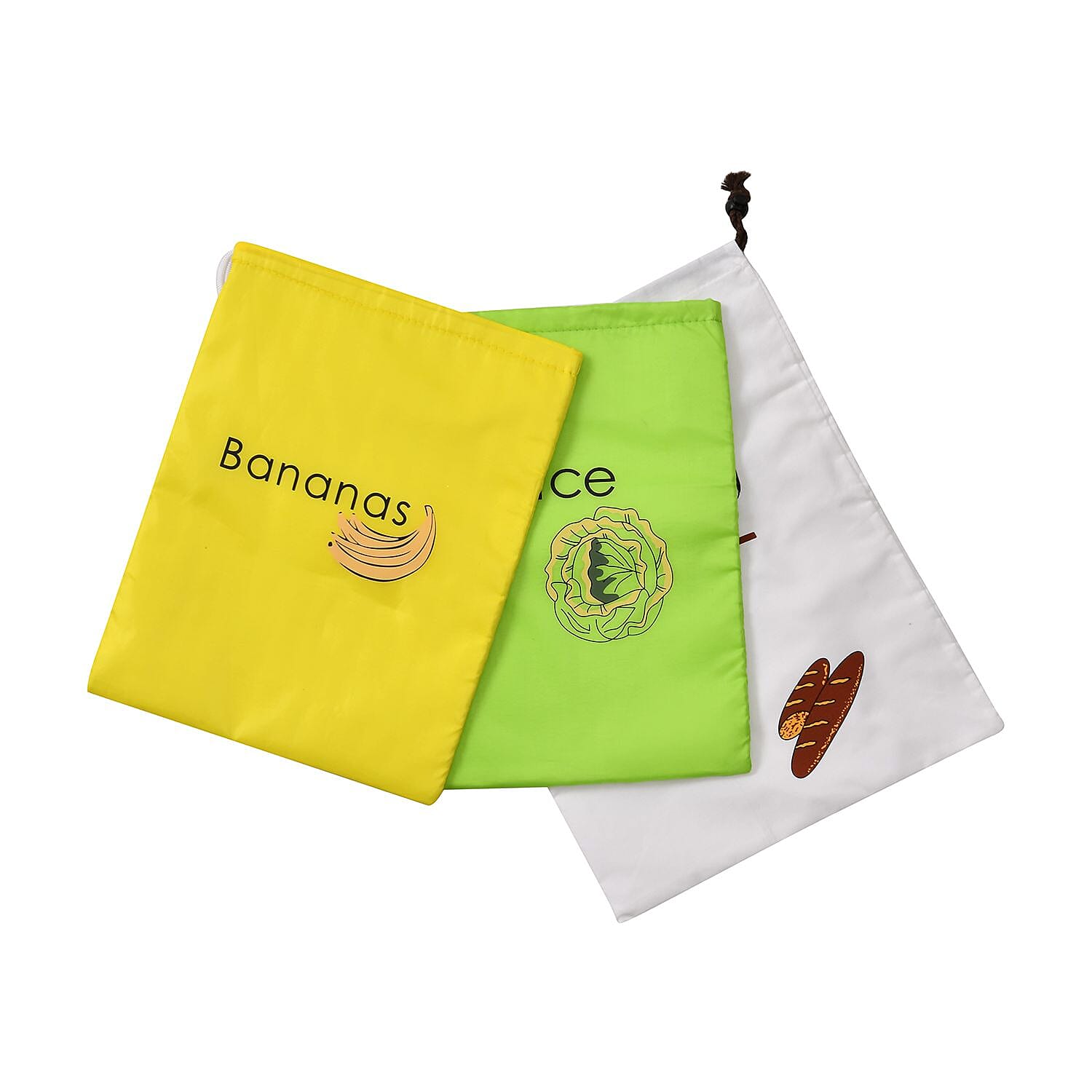 Homesmart Set of 3 Fresh Tie and Bread Bags - Green, Yellow & White