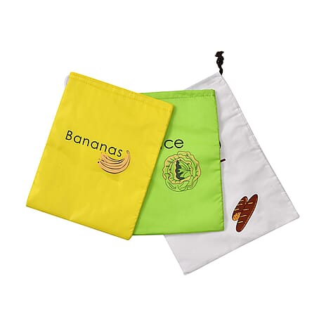 Homesmart Set of 3 Fresh Tie and Bread Bags - Green, Yellow & White