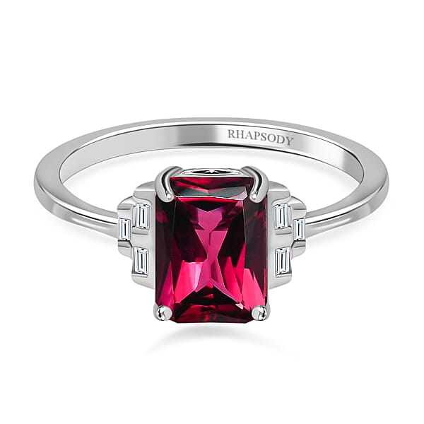 RHAPSODY 950 Platinum AAAA Rubellite & White Diamond (VSEF) Ring 1.65