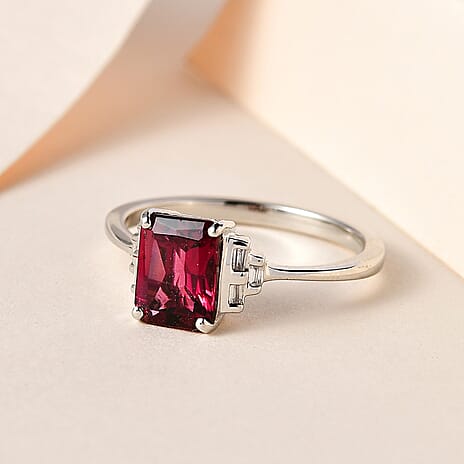 RHAPSODY 950 Platinum AAAA Rubellite & White Diamond (VS-E-F) Ring 1.65 Ct.