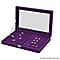 Portable Velvet Ring Box with Glass Window (Half Big & Small Ring Rows) (Size - 29x18x4 cm) - Purple