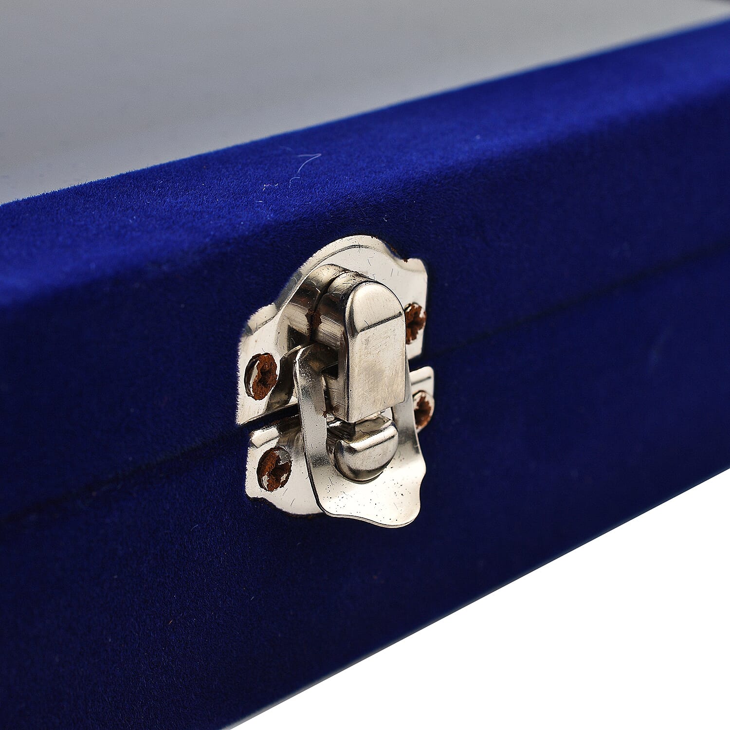 Portable Velvet Ring Box with Glass Window (Half Big & Small Ring Rows) (Size - 29x18x4 cm) - Royal Blue