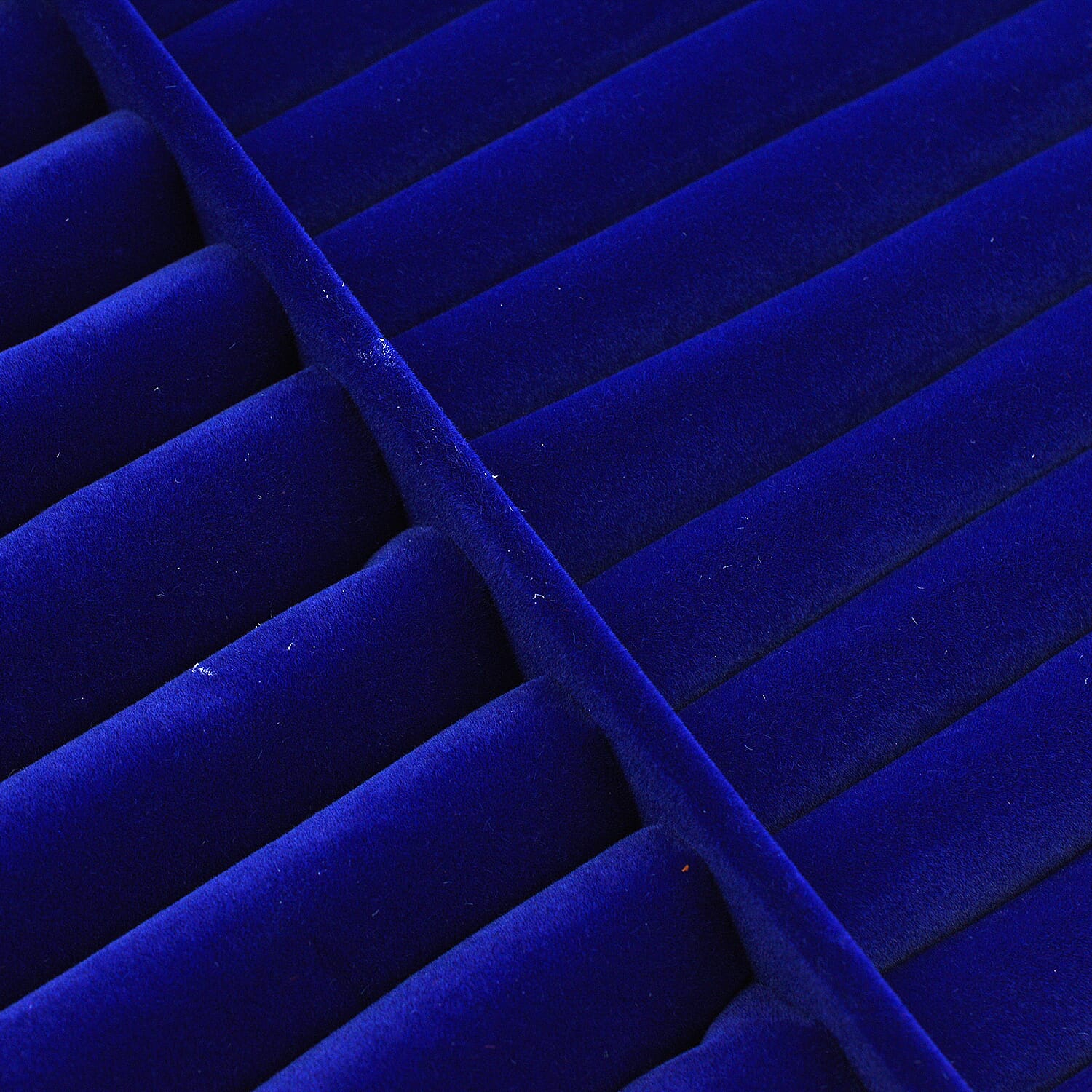 Portable Velvet Ring Box with Glass Window (Half Big & Small Ring Rows) (Size - 29x18x4 cm) - Royal Blue