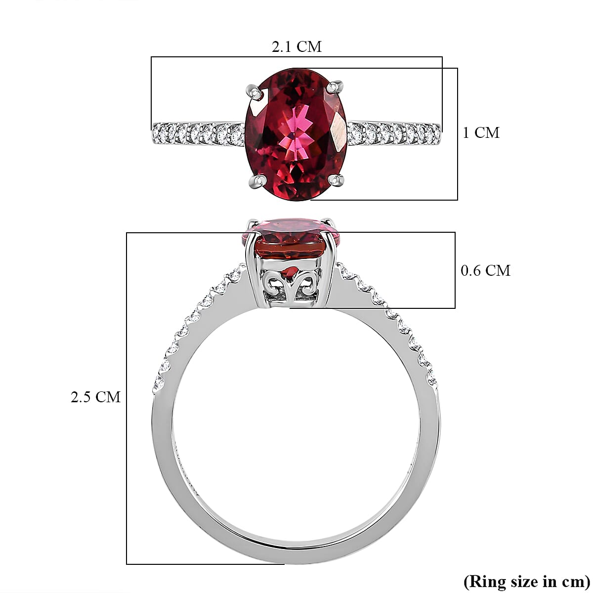950 Platinum AAAA Rubellite and Diamond (EF-VS2) Solitaire Ring 2.19 Ct