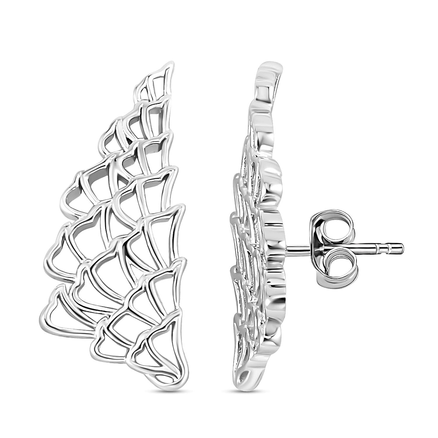 LucyQ Angel Wing Collection - Rhodium Overlay Sterling Silver Earrings