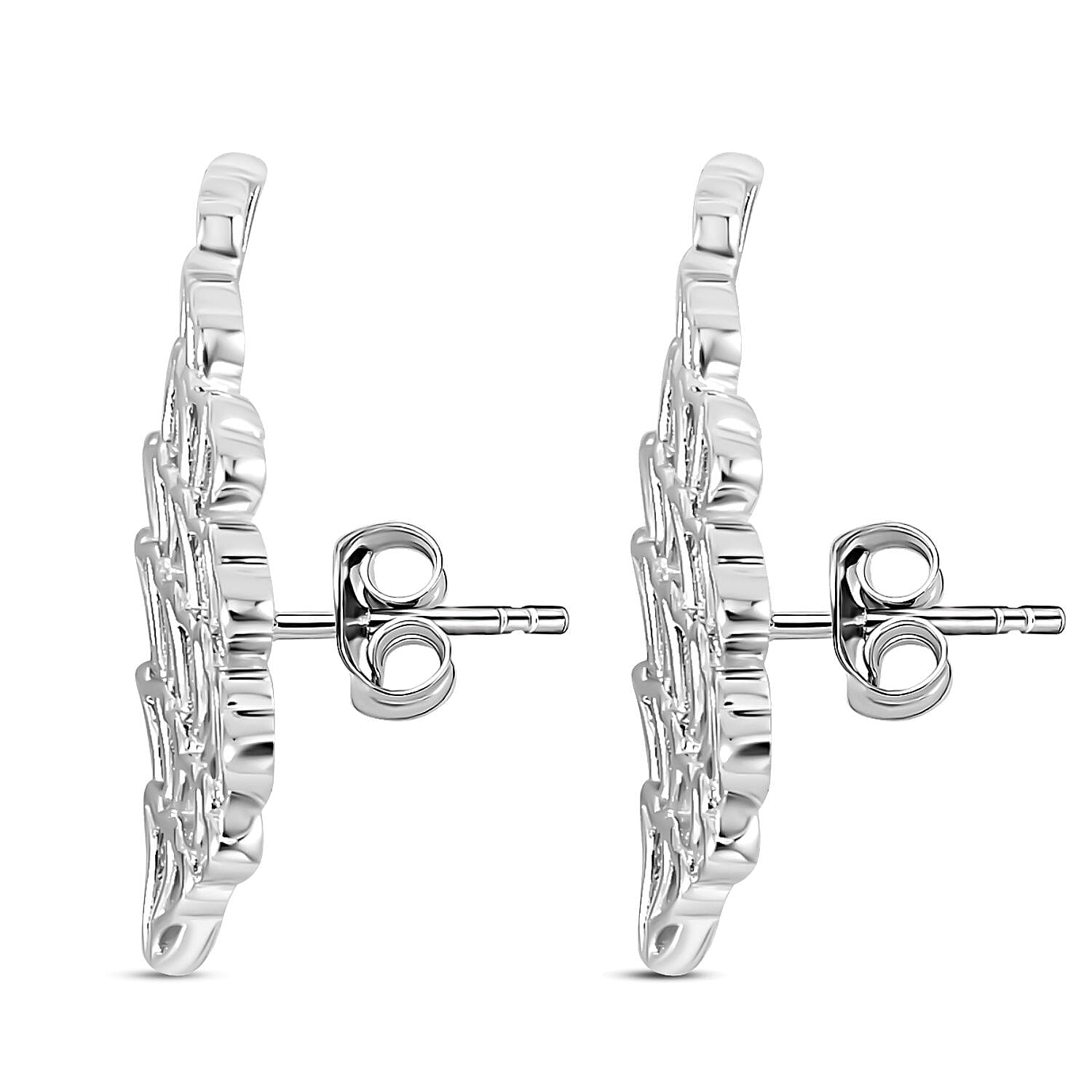 LucyQ Angel Wing Collection - Rhodium Overlay Sterling Silver Earrings