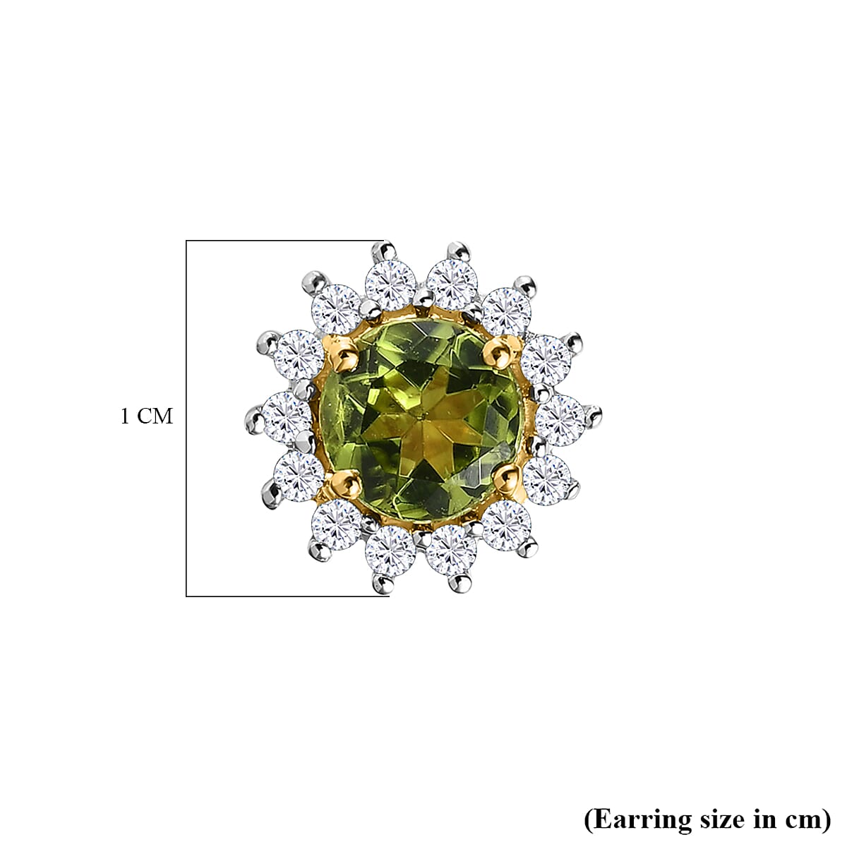 9K Yellow Gold Hebei Peridot & Natural Zircon Halo Earrings 2.35 Ct.