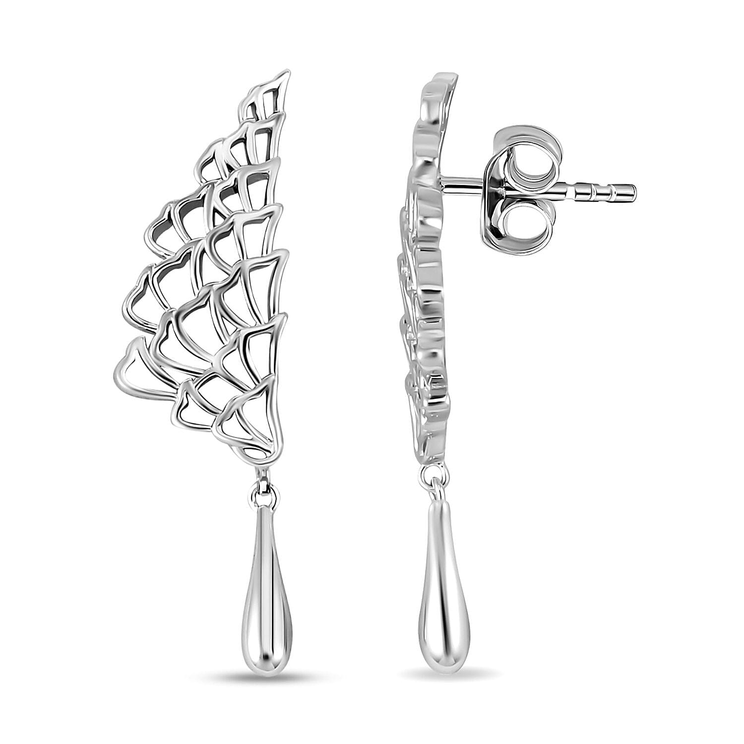 LucyQ Angel Wing Collection - Rhodium Overlay Sterling Silver Earrings, Silver Wt 7.00 Gms