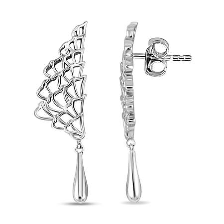 Lucy Q Drip Collection Rhodium Overlay Sterling Silver Angel Wing Earrings, Silver Wt. 7.00 Gms