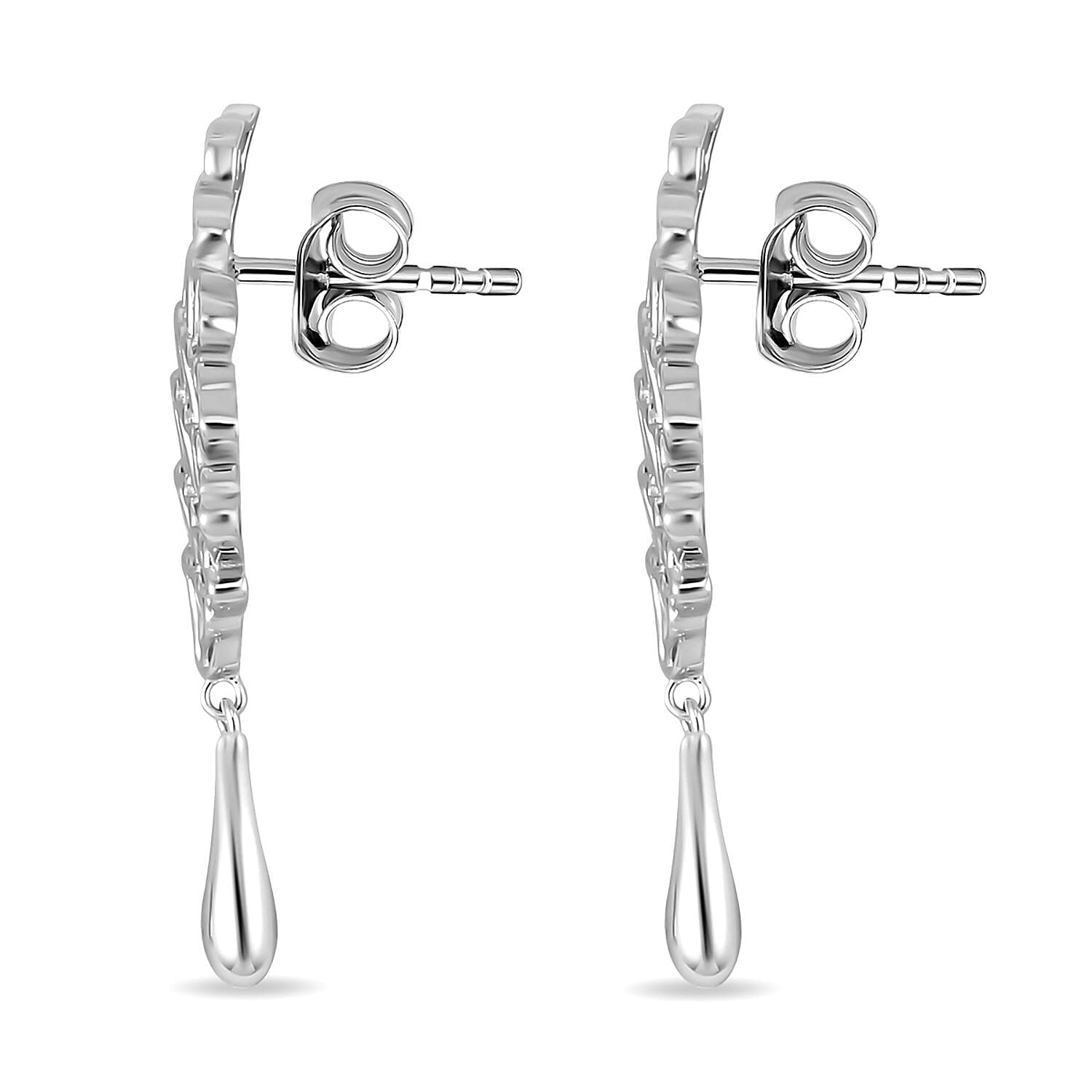 LucyQ Angel Wing Collection - Rhodium Overlay Sterling Silver Earrings, Silver Wt 7.00 Gms