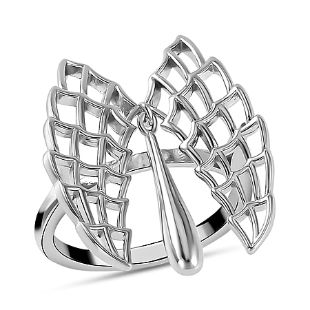 LucyQ Angel Wing Collection - Rhodium Overlay Sterling Silver Ring