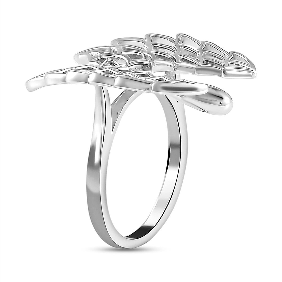 LucyQ Angel Wing Collection - Rhodium Overlay Sterling Silver Ring