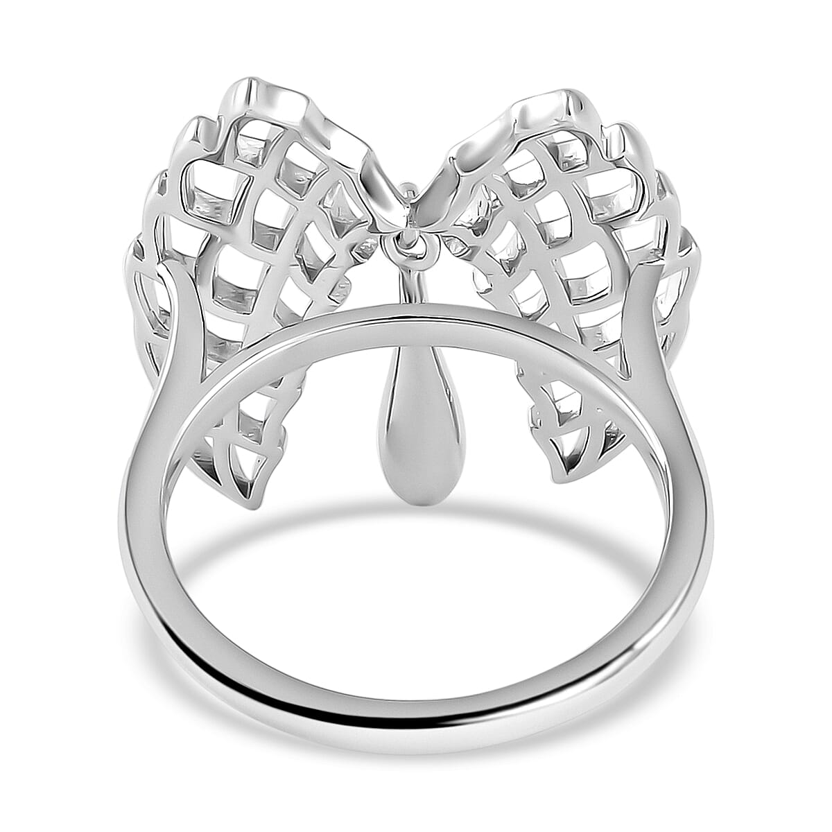 LucyQ Angel Wing Collection - Rhodium Overlay Sterling Silver Ring