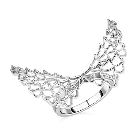 LucyQ Angel Wing Collection - Rhodium Overlay Sterling Silver Ring