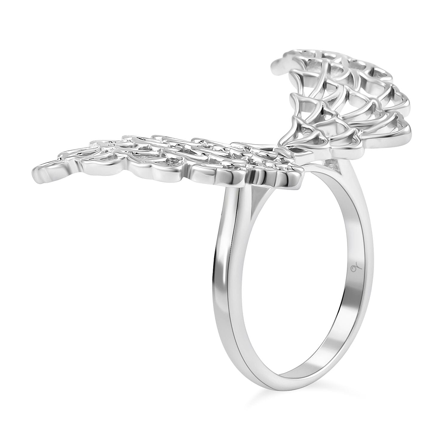 LucyQ Angel Wing Collection - Rhodium Overlay Sterling Silver Ring