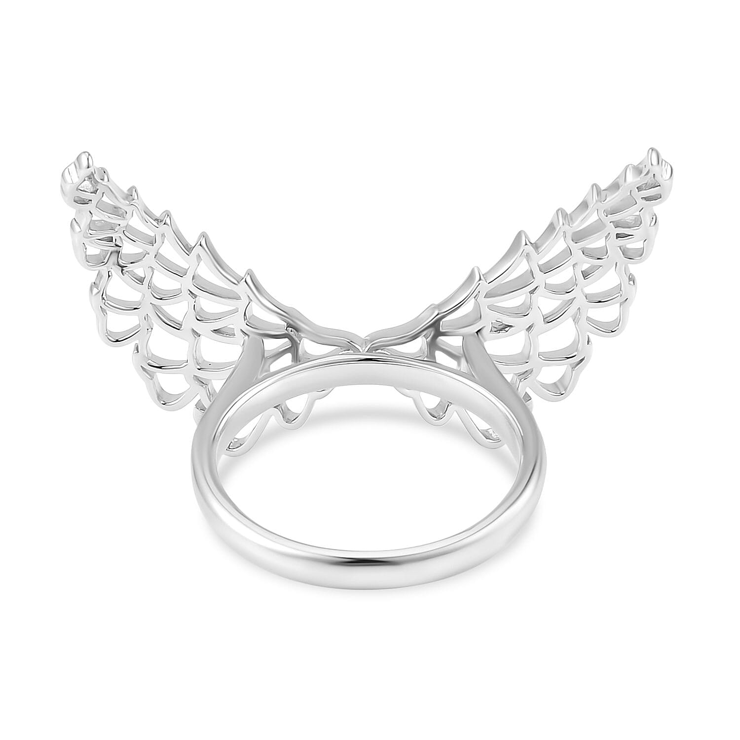 LucyQ Angel Wing Collection - Rhodium Overlay Sterling Silver Ring
