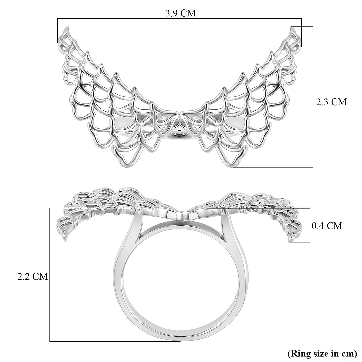 LucyQ Angel Wing Collection - Rhodium Overlay Sterling Silver Ring