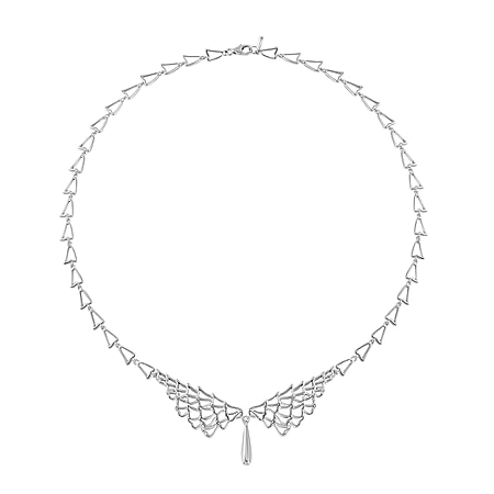 Lucy Q Drip Collection - Rhodium Overlay Sterling Silver Angel Wings Necklace (Size - 20), Silver Wt. 30.90 Gms