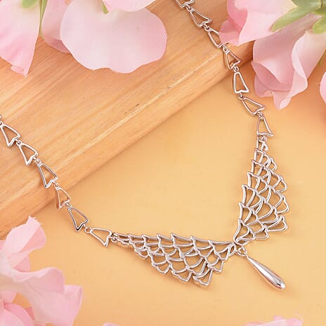 Lucy Q Angel Wing Collection - Rhodium Overlay Sterling Silver Necklace (Size - 20)