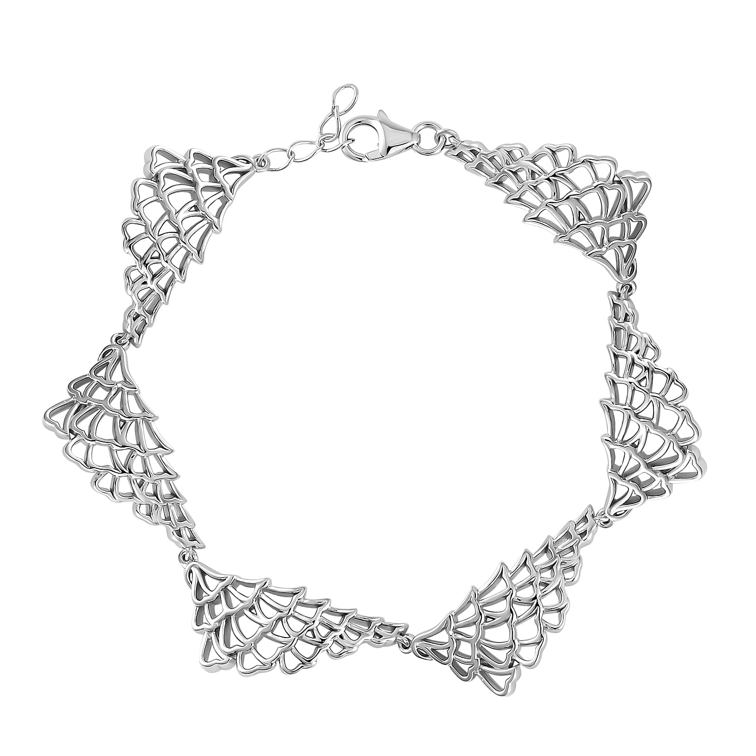 LucyQ Angel Wing Collection - Rhodium Overlay Sterling Silver Bracelet (Size - 7.5 with Half Inch Ext.)