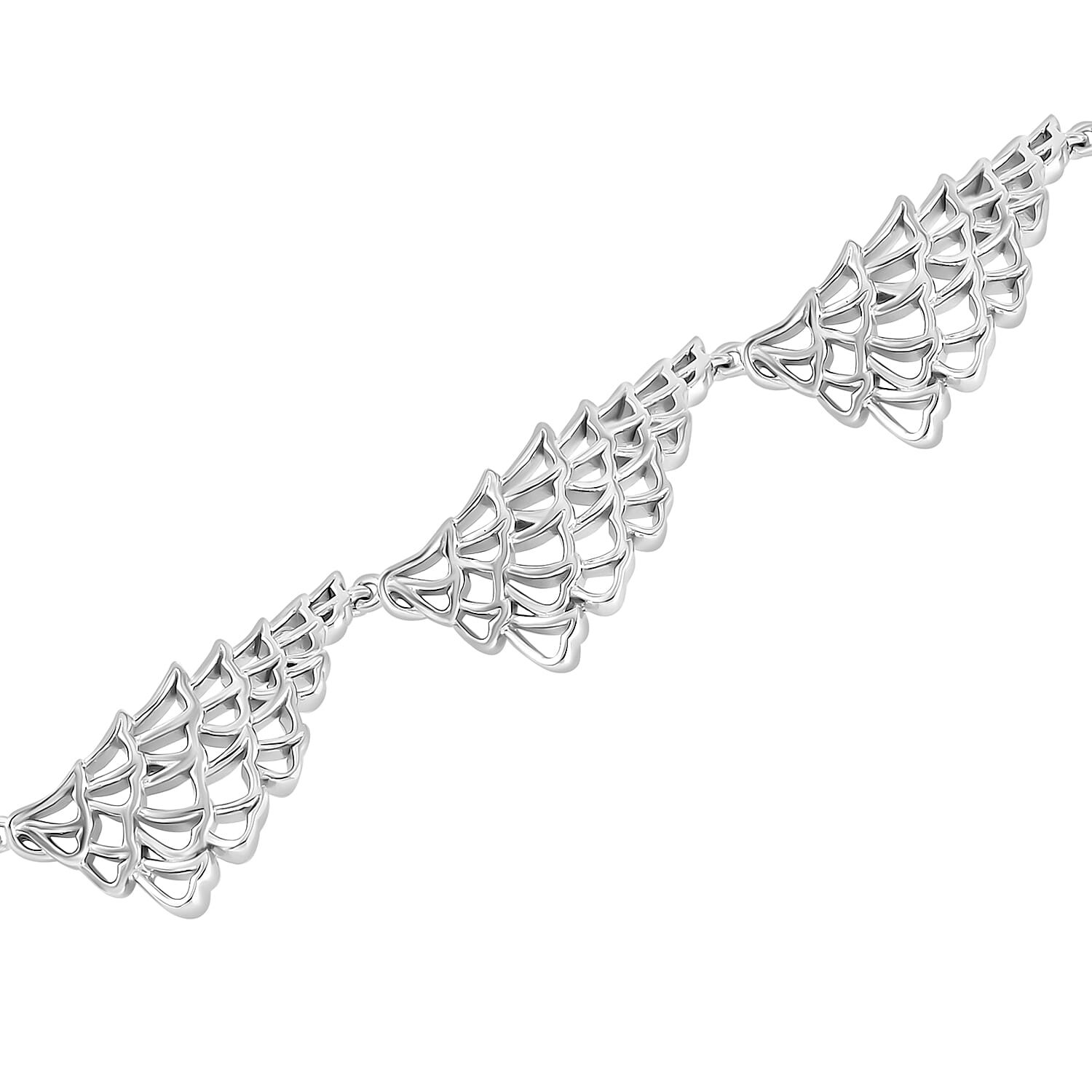 LucyQ Angel Wing Collection - Rhodium Overlay Sterling Silver Bracelet (Size - 7.5 with Half Inch Ext.)