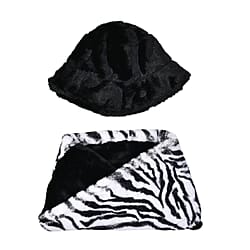 Faux Fur Leopard Printed Hat, Cap and Earmuff (Size 40x20 cm) - Grey & White