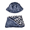 Faux Fur Snow Leopard Pattern Hat and Scarf - Grey