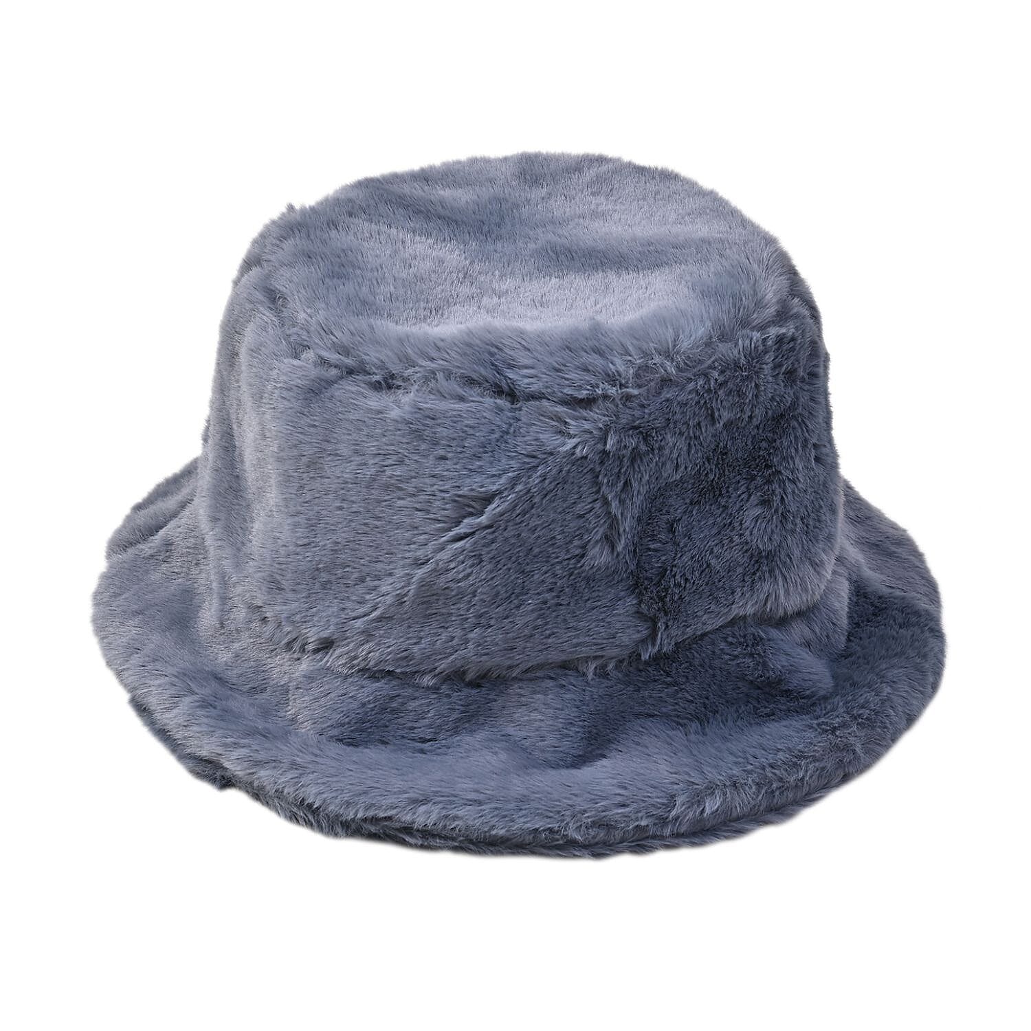 Faux Fur Snow Leopard Pattern Hat and Scarf - Grey