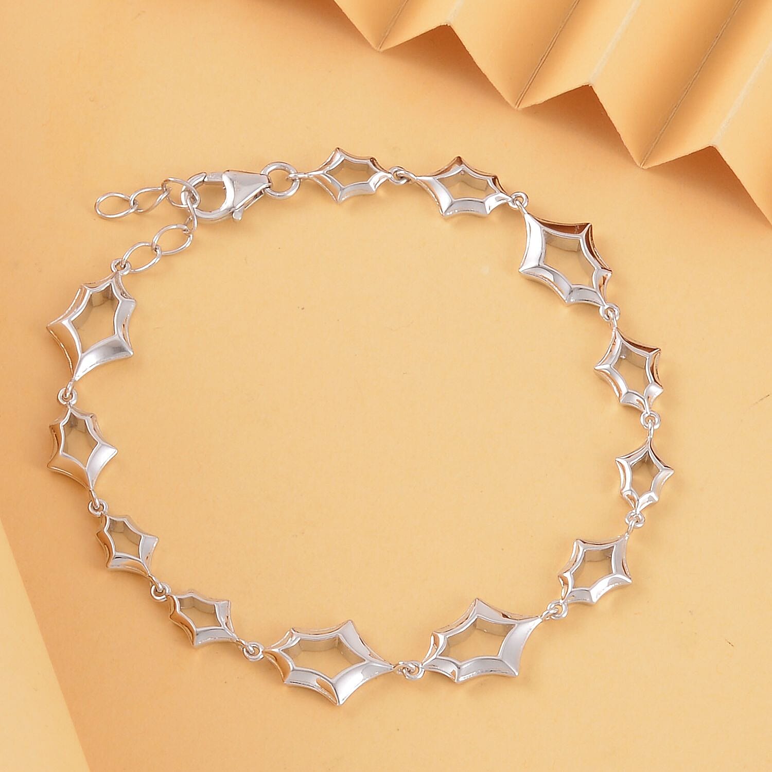 Lucy Q Spider Collection - Rhodium Overlay Sterling Silver Bracelet (Size - 7-1 inch Ext.), Silver Wt. 10.35 Gms