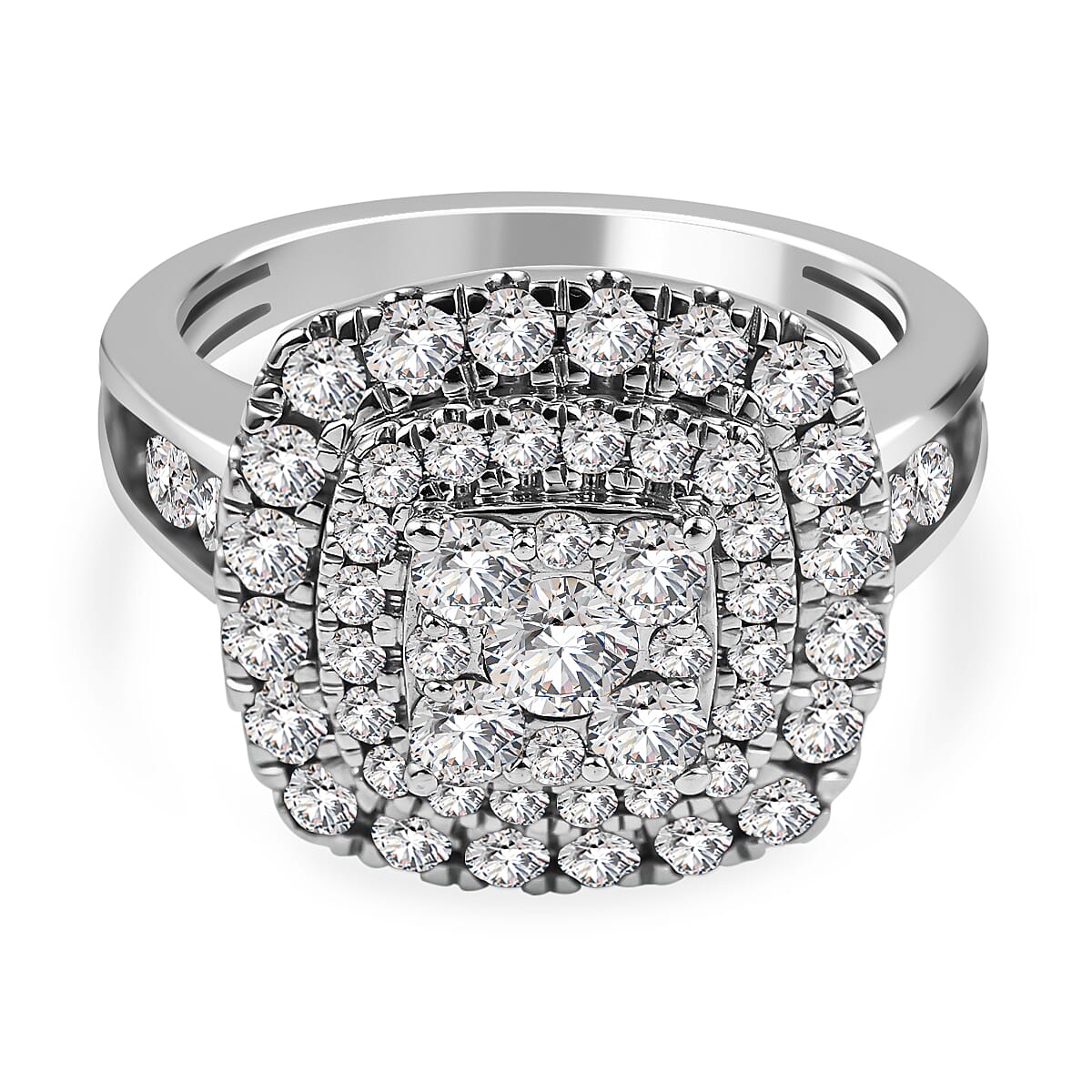 JCK Vegas Closeout- 14K White Gold Diamond (I1-I2-G-H) Ring 2.00 Ct, Gold Wt 6.0 GM