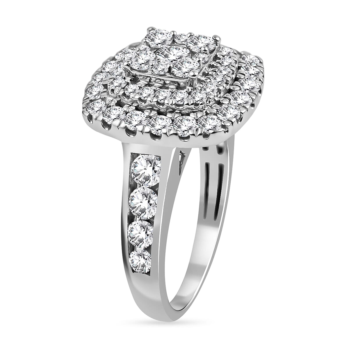JCK Vegas Closeout- 14K White Gold Diamond (I1-I2-G-H) Ring 2.00 Ct, Gold Wt 6.0 GM